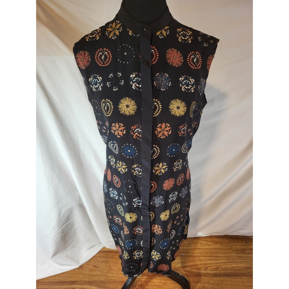 All Saints US Size 0 Black Floral 100% Silk‎ Luna Aries Dress